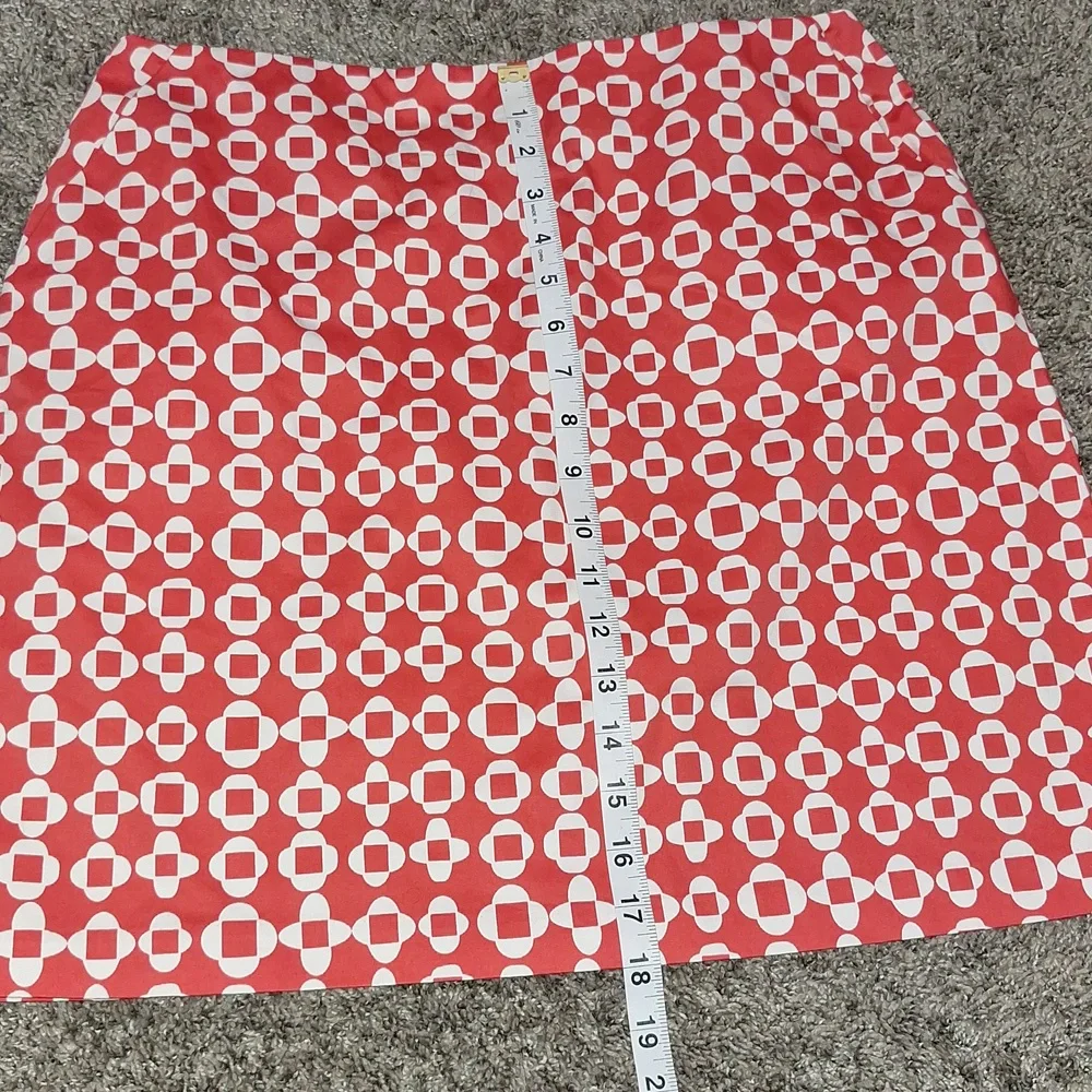 Boden cotton a-line mini skirt - 8 - red-orange white abstract medallion print - Picture 10 of 10
